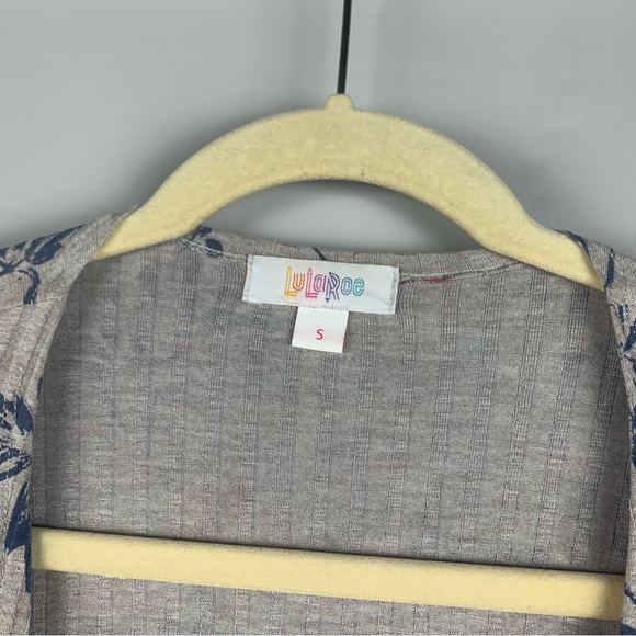 LuLaRoe Sarah Cardigan Open Front Long Duster Gray Blue Red Size Small NWT USA - Picture 4 of 6